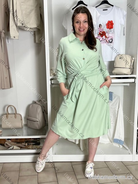 Šaty košilové dlouhý rukáv dámské nadrozměr SINEN (40/42/44 ONE SIZE) ITALSKÁ MÓDA IMWEC26697064/DUR