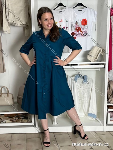 Šaty košilové 3/4 dlouhý rukáv dámské (S/M/L/XL ONE SIZE) ITALSKÁ MÓDA IM525057/DUR