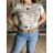 Tričko s krátkým rukávem dámské květované  (S/M/L/XL ONE SIZE) ITALSKá MóDA IM526000356-2/DUR M/L bílá