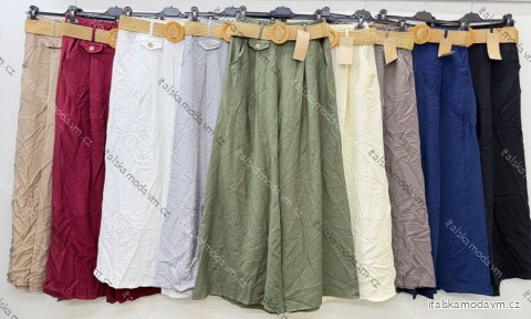 Kalhoty  letní s páskem dámské (S/M/L ONE SIZE) ITALSKÁ MÓDA IM426199