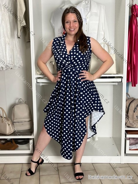 Šaty elegantní bez rukávu s páskem dámské (S/M/L ONE SIZE) italská moda IMWBJ260001/DUR