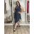 Šaty elegantní bez rukávu s páskem dámské (S/M/L ONE SIZE) italská moda IMWBJ260001/DUR S/M/L tmavě modrá