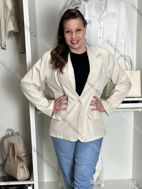Sako dlouhý rukáv dámské LIVINA (S-XL) ITALSKÁ MÓDA IMPOZ2626104/DUR XL světle béžová