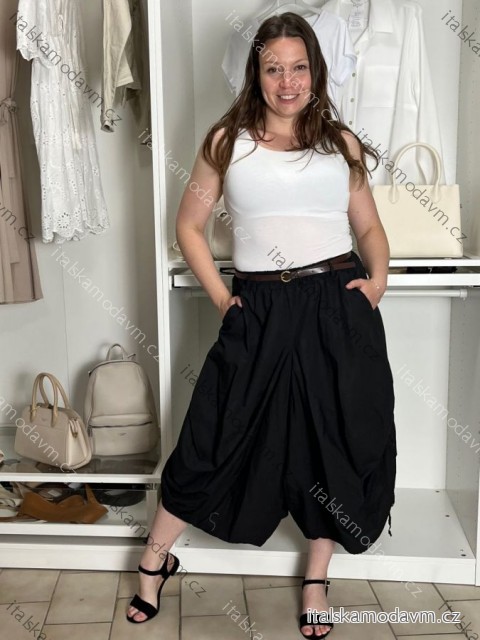 Kalhoty oversize s páskem dámské (S/M/L ONE SIZE) ITALSKÁ MÓDA IMWTM260003/DUR S/M/L Černá
