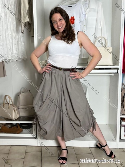 Nohavice oversize s opaskom dámske (S/M/L ONE SIZE) TALIANSKA MÓDA IMWTM260003/DUR S/M/L šedá