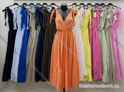 Šaty dlhé letné mušelínové bez rukávu dámske nadrozmer (44/46/48 ONE SIZE) TALIANSKA MÓDA IM426176
