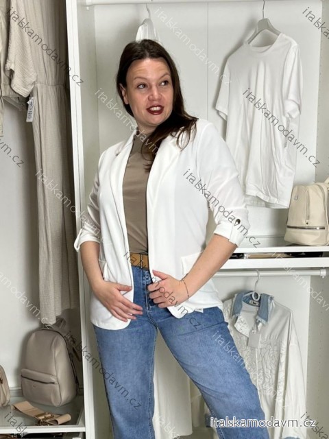 Sako elegantné 3/4 dlhý rukáv dámske SIMONA (S/M/L ONE SIZE) TALIANSKA MÓDA IMD26010/DUR bílá S/ML