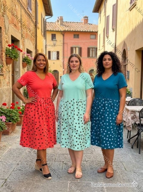Šaty letní volnočasové krátký rukáv dámské nadrozměr (50/52/54 ONE SIZE) ITALSKÁ MÓDA IM426221