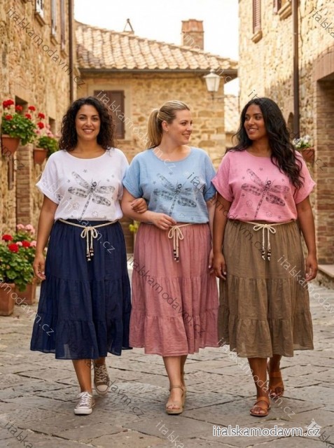 Tunika letní krátký rukáv dámská nadrozměr (50/52/54 ONE SIZE) ITALSKÁ MÓDA IM426237