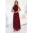 636-1 VERONICA luxusné dlhé šaty s brokátovým akcentom a elegantným strihom - bordové
