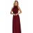 636-1 VERONICA luxusné dlhé šaty s brokátovým akcentom a elegantným strihom - bordové
