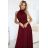 636-1 VERONICA luxusné dlhé šaty s brokátovým akcentom a elegantným strihom - bordové