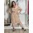 Šaty  košilové elegantní dlouhý rukáv dámské (S/M/L ONE SIZE) ITALSKÁ MÓDA IMD260000356/DUR S/M/L béžová
