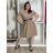 Šaty  košilové s páskem dlouhý rukáv dámské (S/M/L ONE SIZE) ITALSKÁ MÓDA IMD260000357/DUR S/M/L hnědá