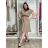 Šaty  košilové s páskem dlouhý rukáv dámské (S/M/L ONE SIZE) ITALSKÁ MÓDA IMD260000357/DUR S/M/L hnědá
