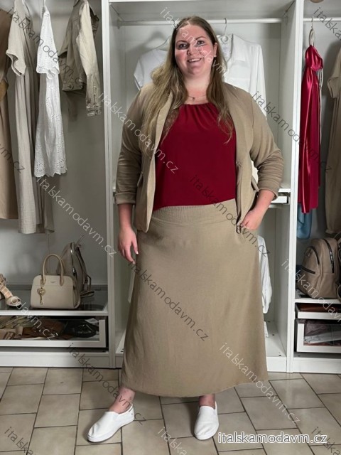 Sukňa dlhá dámska nadrozměr RAMI (50/52/54 ONE SIZE) TALIANSKA MÓDA IMC2623647/DUR 50/52/54 tmavo béžová