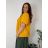 Halenka s přívěskem krátký rukáv dámská nadrozměr OLGA (52/54/56 ONE SIZE) ITALSKÁ MÓDA IM426046/DUR 52/54/56 žlutá hořčicová