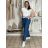 Nohavice volnočasové s opaskom dámske (S/M/L ONE SIZE) TALIANSKA MÓDA IM42611146/DUR S/M/L modrá
