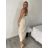 Šaty dlhé elegantní na ramínka dámske SARA (S/M/L ONE SIZE) TALIANSKA MÓDA IMPKM266804/DUR S/M/L béžová