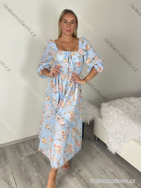 Šaty dlouhé letní elegantní na ramínka dámské IRIS (S/M/L ONE SIZE) ITALSKÁ MÓDA IMPKM2626098/DUR S/M/L světle modrá