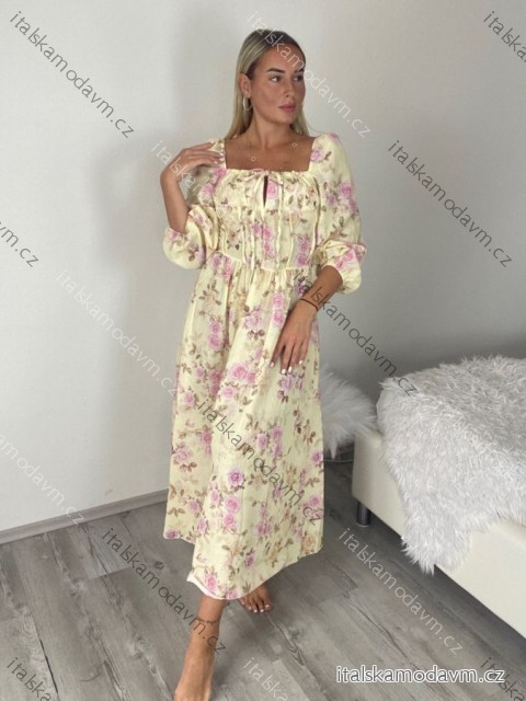 Šaty dlouhé letní elegantní na ramínka dámské IRIS (S/M/L ONE SIZE) ITALSKÁ MÓDA IMPKM2626098/DUR S/M/L žlutá