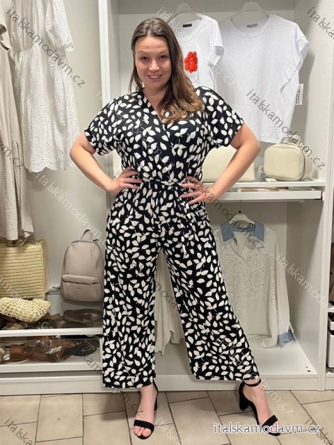Overal letní dlouhý krátký rukáv dámsky (S/M/L ONE SIZE) TALIANSKA MÓDA IM3260002/DUR S/M/L čierna