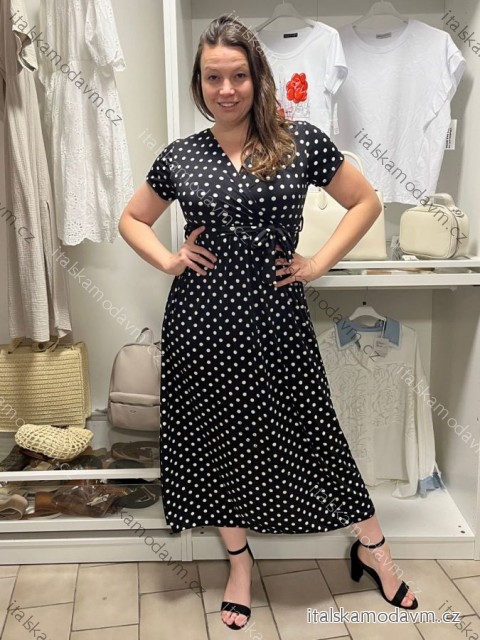 Šaty dlhé letné krátky rukáv dámske (VESNA S/M/L ONE SIZE) TALIANSKA MóDA IM3251111-5/DUR S/M/L čierna