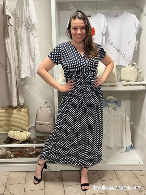Šaty dlhé letné krátky rukáv dámske (VESNA S/M/L ONE SIZE) TALIANSKA MóDA IM3251111-6/DUR S/M/L tmavo modrá