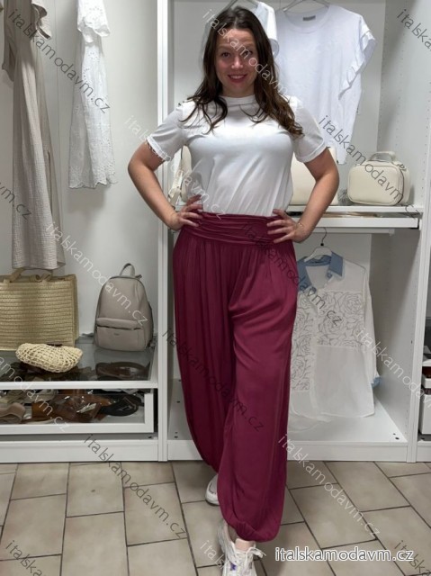 Nohavice aladinky harémky dlhé dámske (M/L ONE SIZE) TALIANSKA MÓDA IMD22212/DR M/L vínová čerešňová