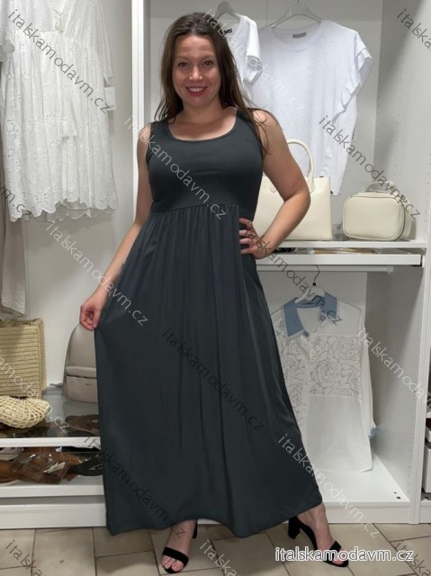 Šaty  letné bez rukávov dámske Bella (S/M/L ONE SIZE) TALIANSKA MÓDA IMSM25BELLA/DR S/M/L tmavě šedá