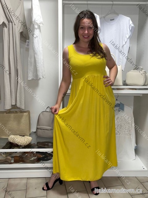 Šaty  letné bez rukávov dámske Bella (S/M/L ONE SIZE) TALIANSKA MÓDA IMSM25BELLA/DR S/M/L žlutá