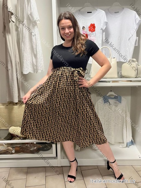Šaty dlhé letné krátky rukáv dámske (S/M/L ONE SIZE) TALIANSKA MÓDA IMC26000458/DUR S/M/L hnedá