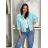 Bunda lehká  oversize dlouhý rukáv dámská RURU (S/M/L/XL ONE SIZE) ITALSKÁ MÓDA IMWTM260004/DUR S/M/L tyrkysová