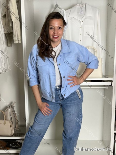 Bunda lehká  oversize dlouhý rukáv dámská RURU (S/M/L/XL ONE SIZE) ITALSKÁ MÓDA IMWTM260004/DUR S/M/L světle modrá