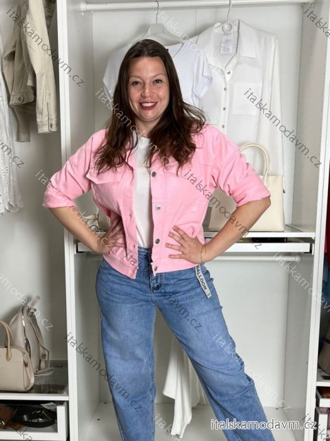 Bunda lehká  oversize dlouhý rukáv dámská RURU (S/M/L/XL ONE SIZE) ITALSKÁ MÓDA IMWTM260004/DUR S/M/L růžová světlá