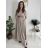 Šaty dlouhé letní s páskem krátký rukáv dámské KARLA (S/M/L ONE SIZE) ITALSKÁ MÓDA IM426000326