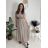 Šaty dlouhé letní s páskem krátký rukáv dámské KARLA (S/M/L ONE SIZE) ITALSKÁ MÓDA IM426000326/DUR S/M/L světle béžová