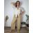 Košile lněná 3/4 dlouhý rukáv lněná dámská nadrozměr GABI (44/46/48 ONE SIZE) ITALSKÁ MÓDA IMPCS2620096/DUR 44/46/48 béžová