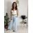 Nohavice letní s opaskom dámske TERNA (S/M/L ONE SIZE) TALIANSKA MÓDA IM426001356/DUR S/M/L svetlo béžová