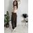 Tepláky/Kalhoty elegantné oversize dlhé dámske (S/M/L ONE SIZE) TALIANSKA MÓDA IMD26003/DUR S/M/L hnedá