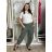 Kalhoty lněné  volnočasové dámské (S/M/L ONE SIZE) ITALSKÁ MÓDA IMSM26001238/DUR S/M/L zelená khaki
