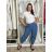 Kalhoty volnočasové dámské ZITA (S/M/L ONE SIZE) ITALSKÁ MÓDA IMSM26001239/DUR S/M/L modrá