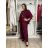 Komplet elegantní Tunika oversize krátký rukáv a kalhoty  dámské AMI (S/M/L ONE SIZE) ITALSKÁ MÓDA IMM267304/DUR S/M/L vínová