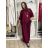 Komplet elegantní Tunika oversize krátký rukáv a kalhoty  dámské AMI (S/M/L ONE SIZE) ITALSKÁ MÓDA IMM267304/DUR S/M/L vínová