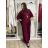 Komplet elegantní Tunika oversize krátký rukáv a kalhoty  dámské AMI (S/M/L ONE SIZE) ITALSKÁ MÓDA IMM267304/DUR S/M/L vínová