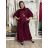Komplet elegantní Tunika oversize krátký rukáv a kalhoty  dámské AMI (S/M/L ONE SIZE) ITALSKÁ MÓDA IMM267304/DUR S/M/L vínová