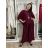 Komplet elegantní Tunika oversize krátký rukáv a kalhoty  dámské AMI (S/M/L ONE SIZE) ITALSKÁ MÓDA IMM267304/DUR S/M/L vínová