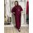Komplet elegantní Tunika oversize krátký rukáv a kalhoty  dámské AMI (S/M/L ONE SIZE) ITALSKÁ MÓDA IMM267304/DUR S/M/L vínová