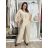 Komplet elegantní Tunika krátký rukáv a kalhoty dámské ¨(M/L/XL ONE SIZE) ITALSKÁ MÓDA IM426235/DUR M/L/XL béžová