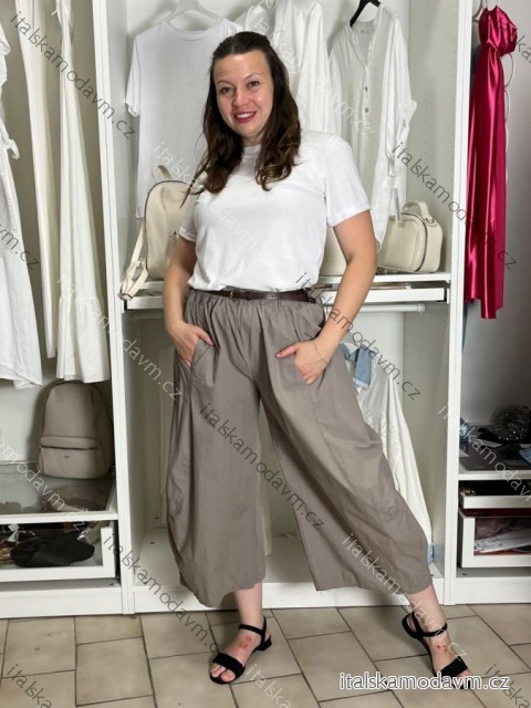 Kalhoty letní s páskem dámské (S/M/L ONE SIZE) ITALSKÁ MÓDA IMSM265054/DUR